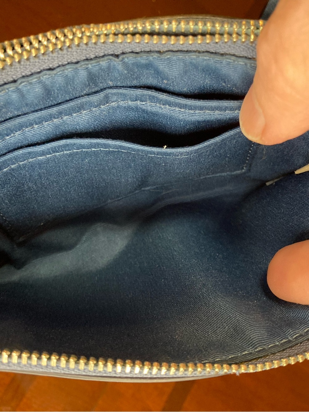 Coach Double L-Zip Teal Blue Full-Grain Leather Wristlet - Picture 14 of 16